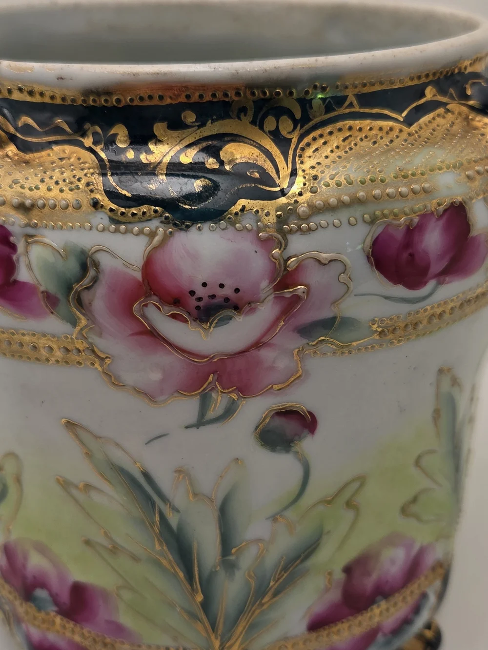 Antique 1891 Morimura Nippon Footed Planter Vase Pre-Nippon Maple Leaf